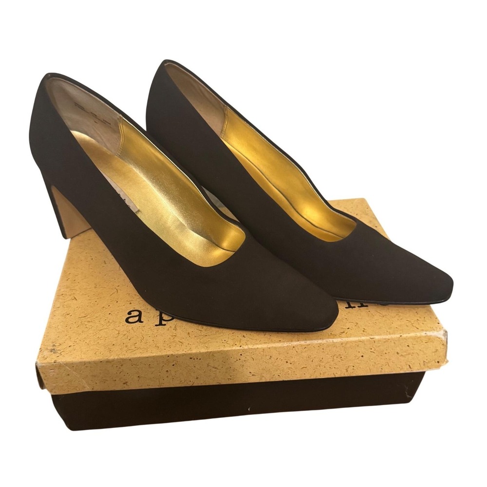 Apostrophe Diana Bittersweet Brown Fabric Pointed Heels Size 10M - Repaired Heel